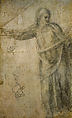 Study for the draped figure of Christ (recto); Two studies of a left hand, one showing part of the forearm and a standing figure (verso), Michelangelo Buonarroti (Italian, Caprese 1475–1564 Rome), Black chalk, traces of stylus-ruled lines (recto and verso)